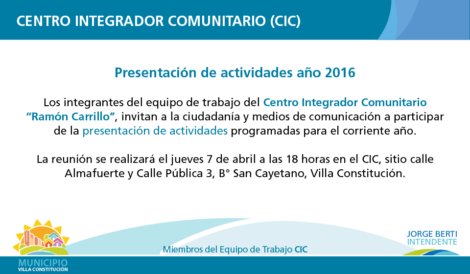 Presentación actividades CIC-01