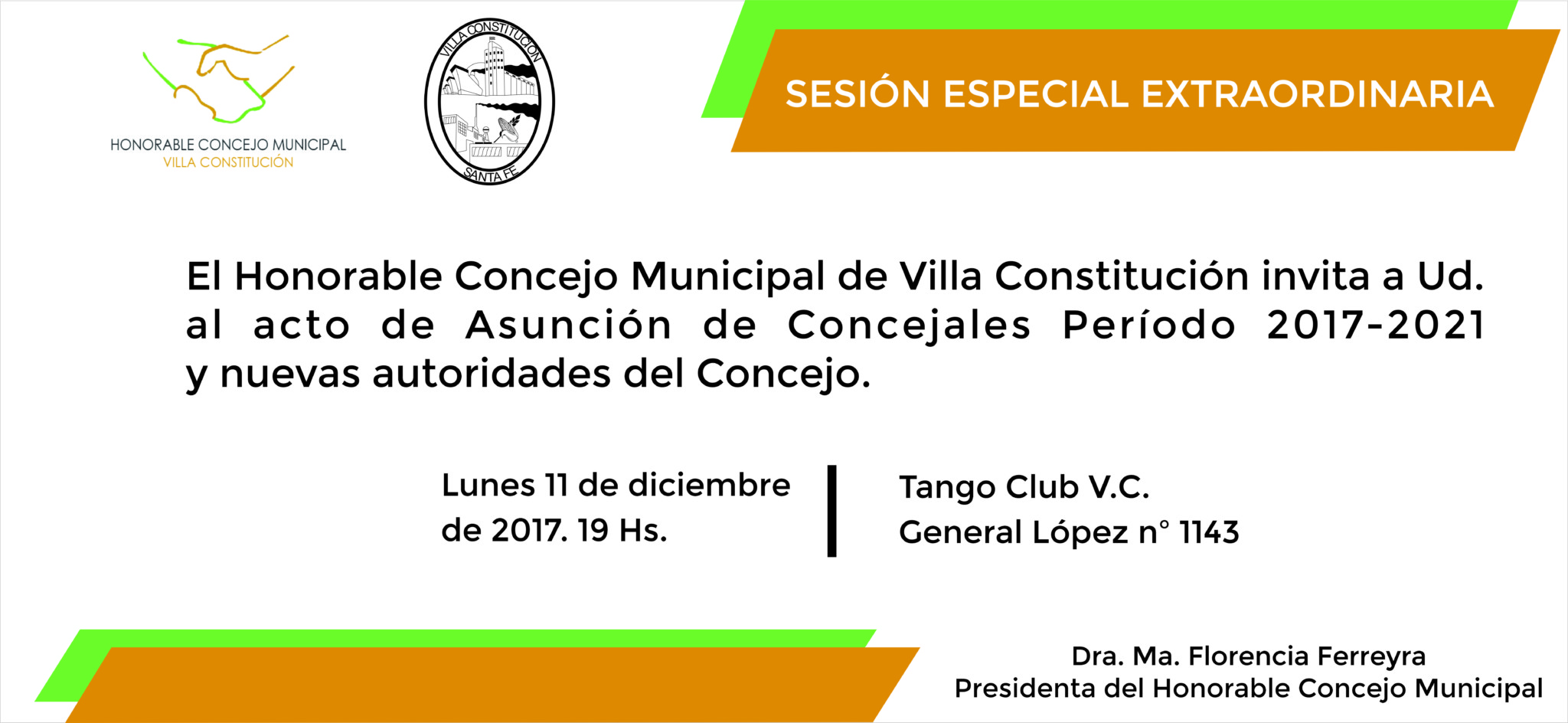 Sesión Extraordinaria – Asunción Nuevos Concejales Período 2017-2021