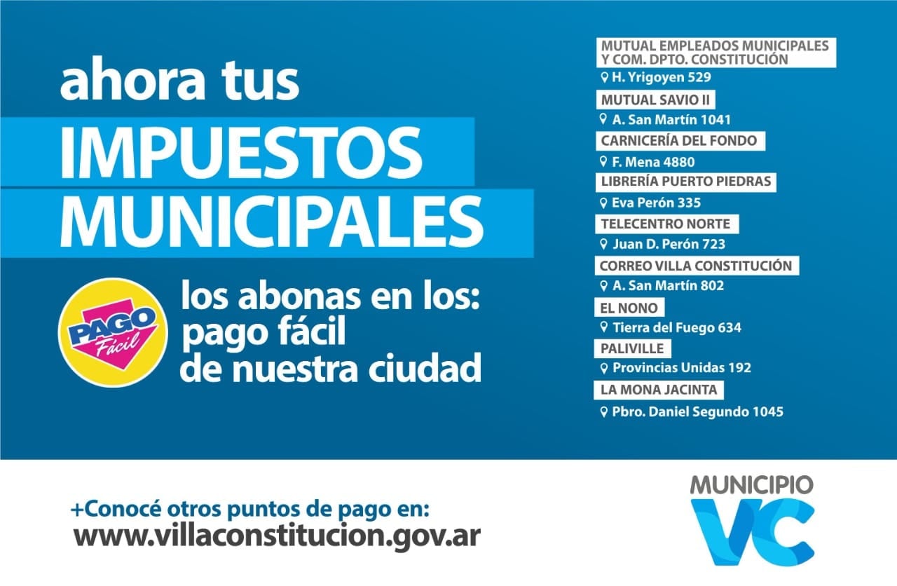Pagá tus impuestos municipales en Pago Fácil » Municipio de Villa