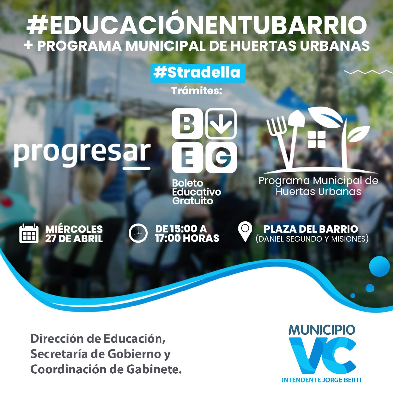 #EDUCACIÓNENTUBARRIO + el Programa Municipal de Huertas Urbanas llegan a la Plaza de barrio “Stradella”.