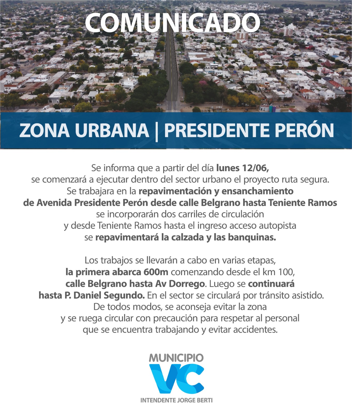 Comunicado: Zona Urbana – Pte. Perón