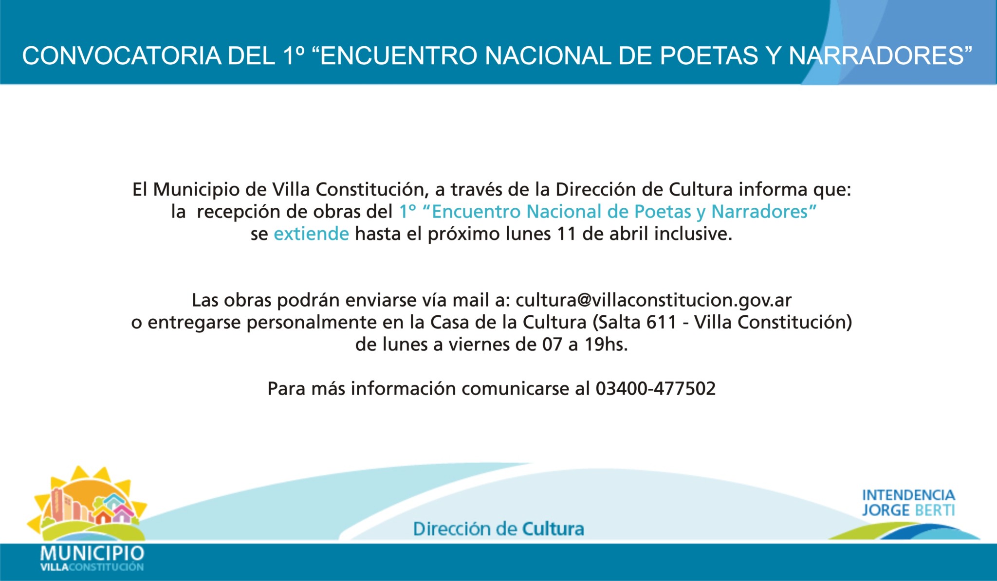 Convocatoria del 1º “Encuentro Nacional de Poetas y Narradores”