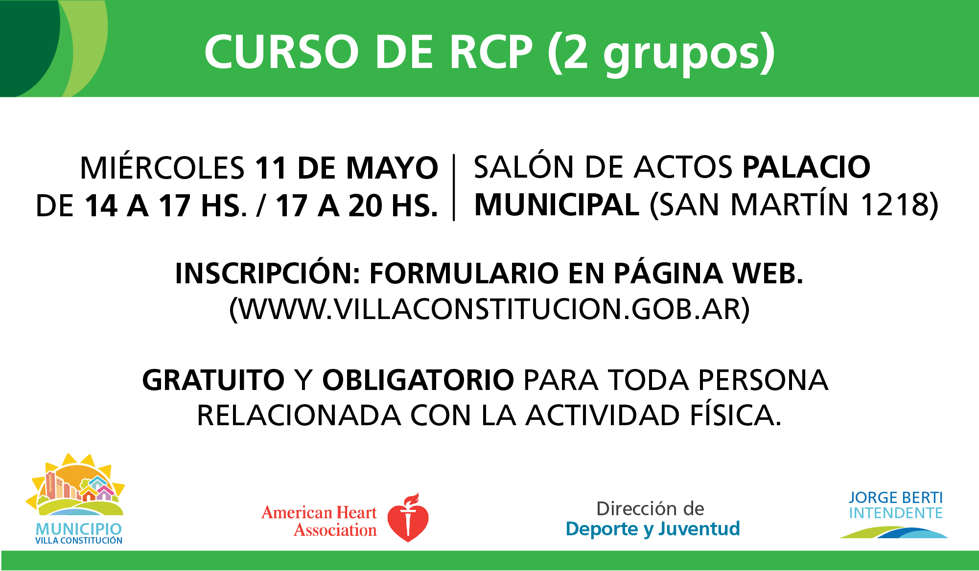 5º Curso de RCP – Abierta la Inscripción