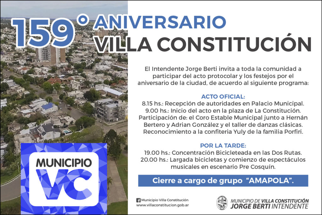 Acto protocolar y festejos por el 159° Aniversario de Villa » Municipio ...