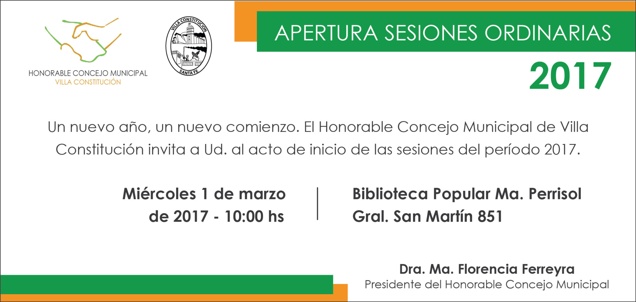 Invitación apertura sesiones año 2017