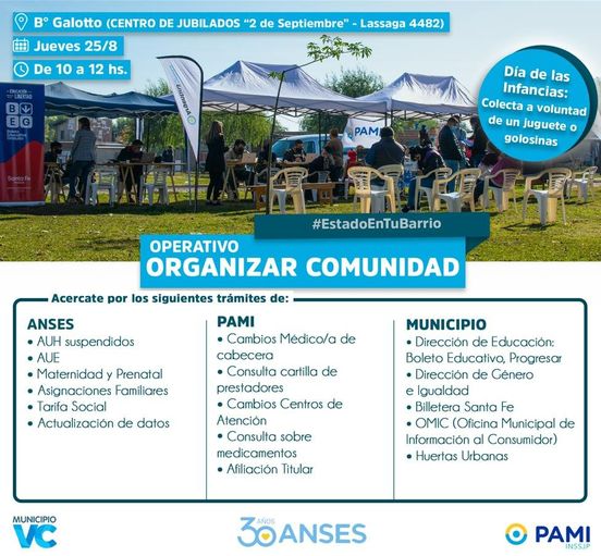 Operativo organizar comunidad en barrio Galotto