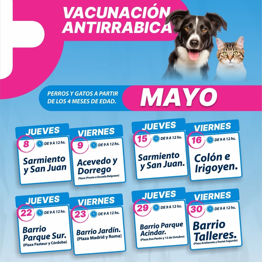 vacunación antirrábica gratuita – mes de mayo