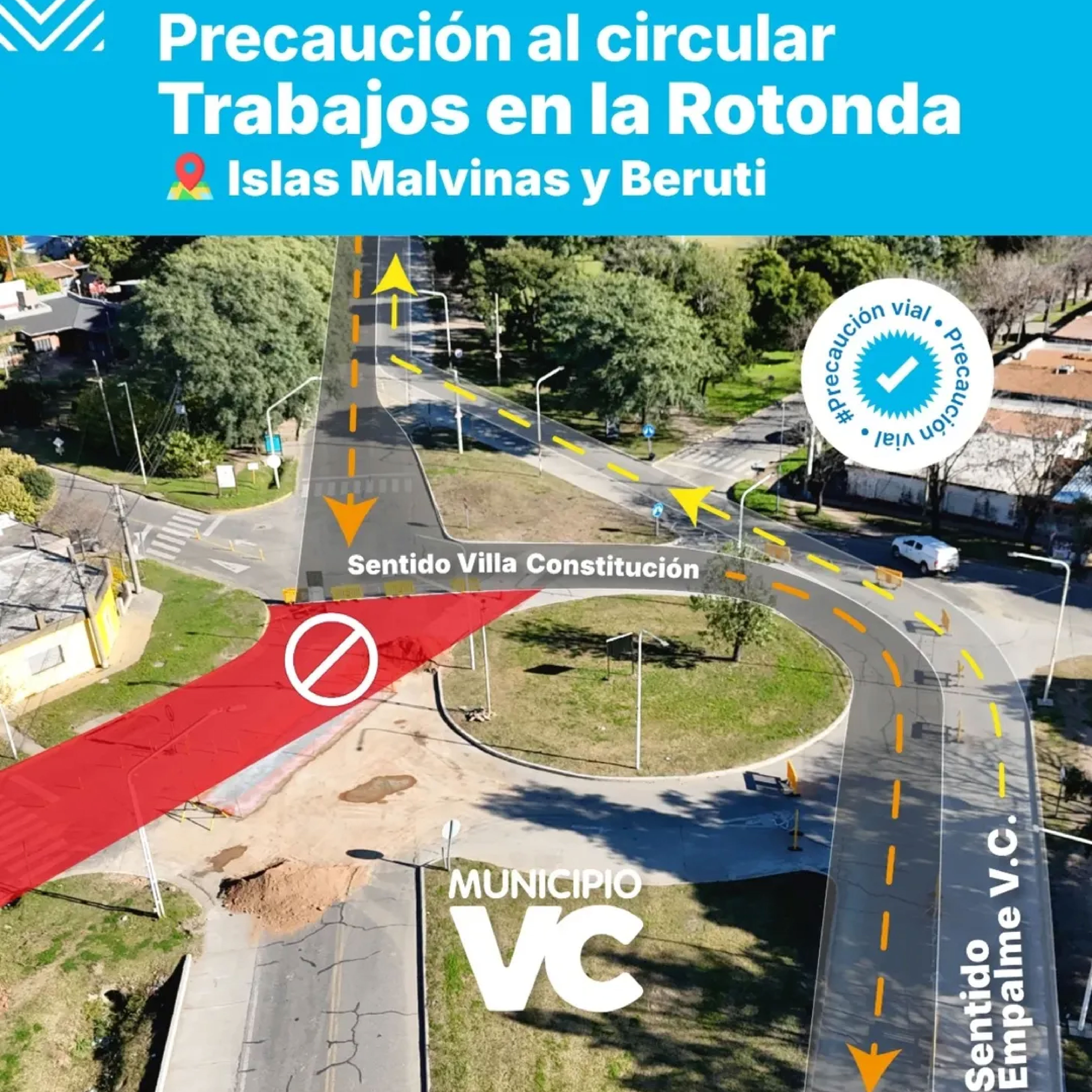 Tránsito restringido en la rotonda de Malvinas y Beruti