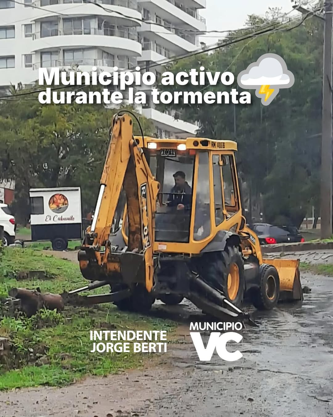 Municipio activo durante la lluvia