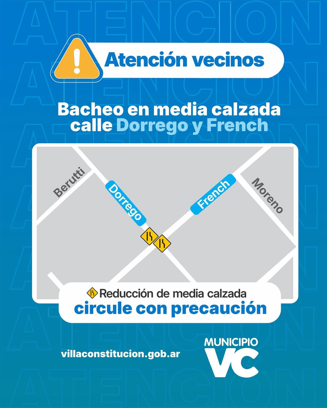 Reducción de calzada por trabajos de bacheo