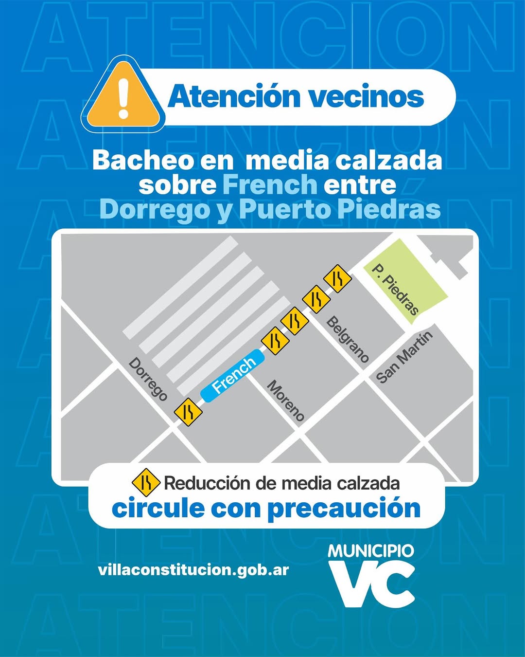 Reducción de calzada por trabajos de bacheo