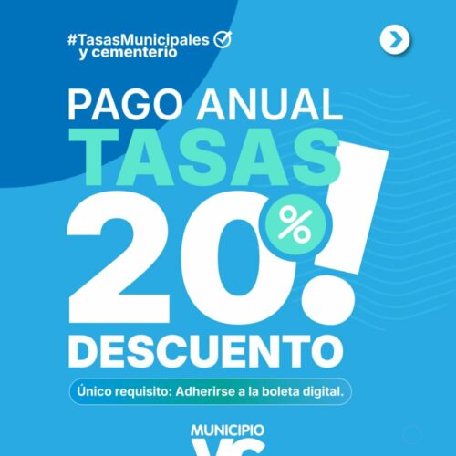  20% de DESCUENTO en el pago anual de Tasas Municipales y Cementerio