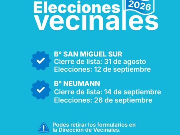 Elecciones Vecinales 2026 | Septiembre
