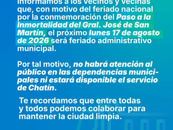 Feriado nacional: información sobre los servicios municipales