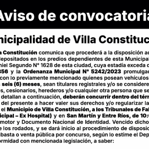 Convocatoria a titulares de vehículos retenidos en depósitos municipales