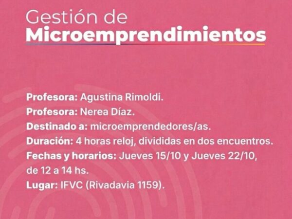 El IFVC ofrece una capacitación en Gestión de Microemprendimientos